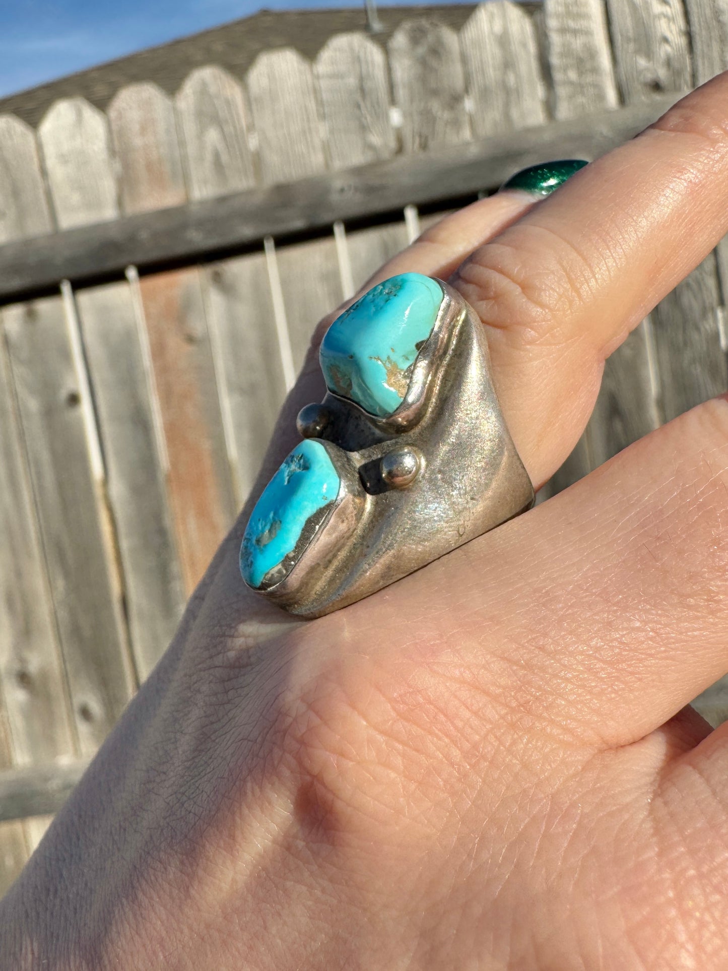 Vintage Sterling Silver Signed Turquoise Ring