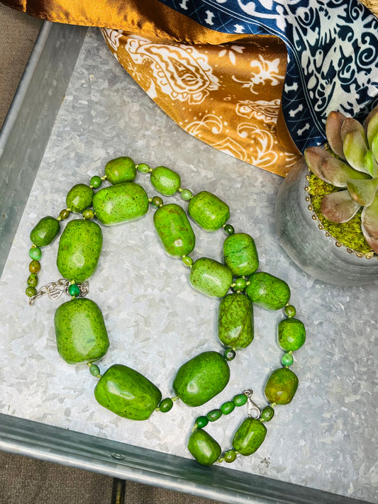 Chunky Green Bead Statement Necklace