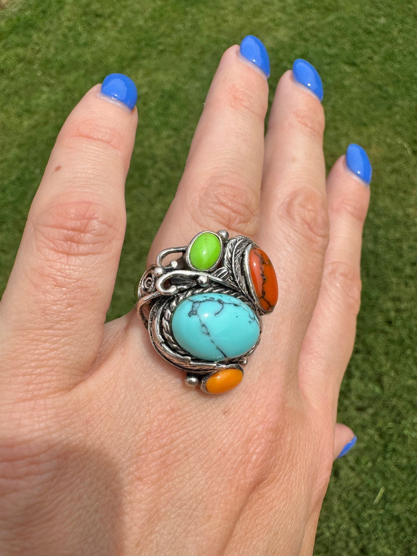 Sterling Silver Multi-Stone Turquoise Nest Ring