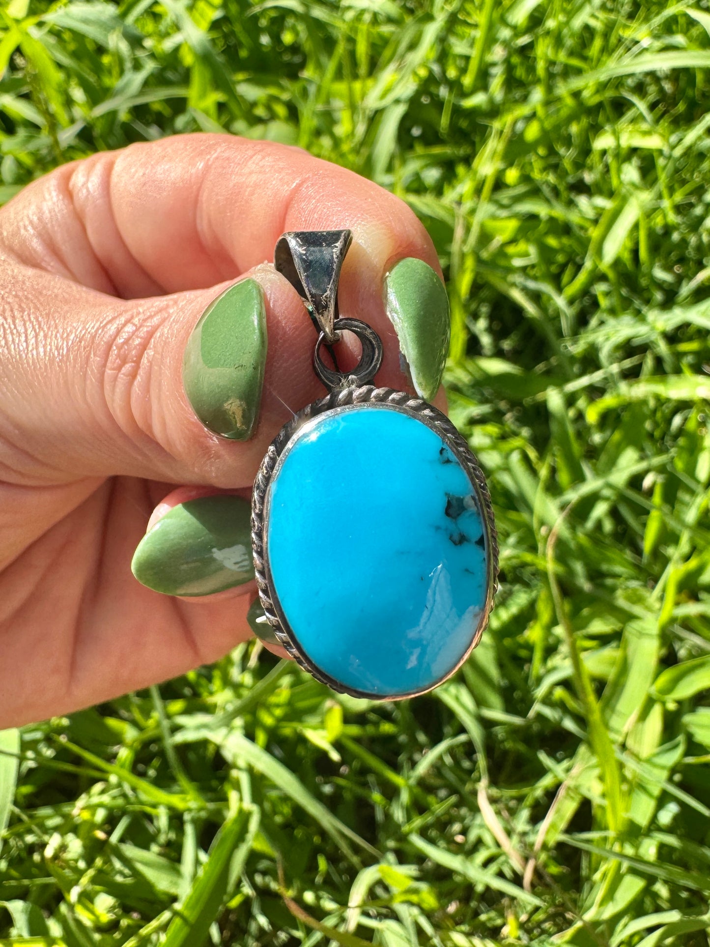 Sterling Silver Turquoise Pendant Charm