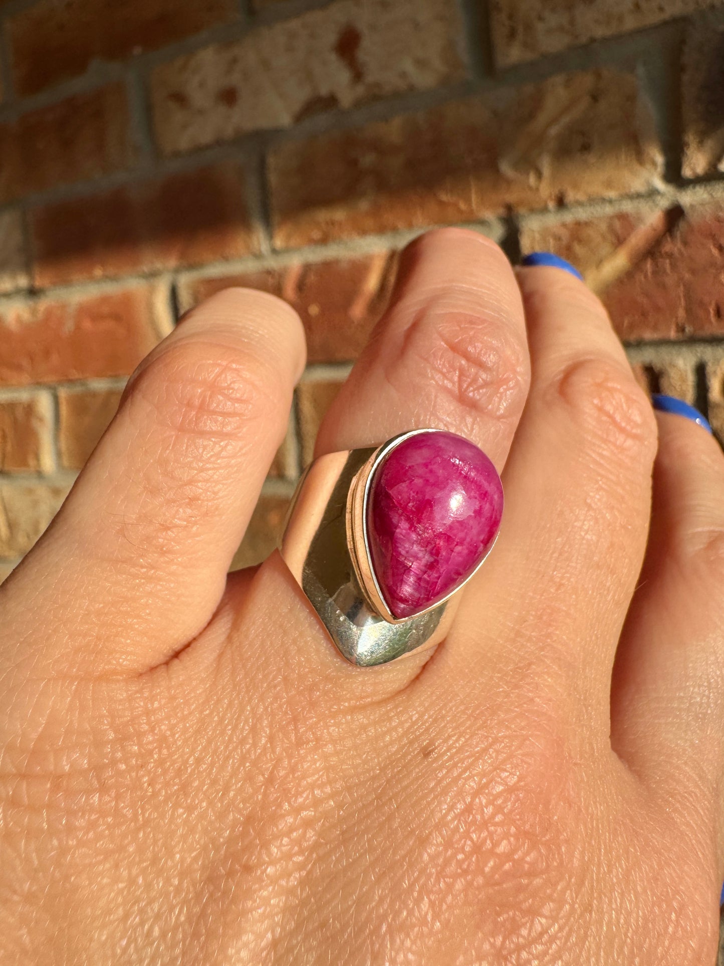 Sterling Silver Pink Agate Ring