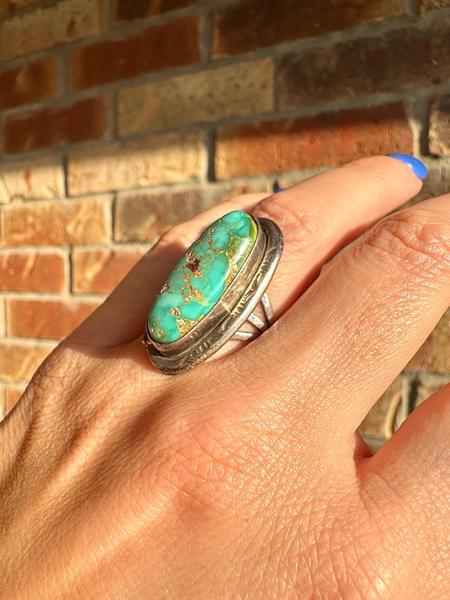 Vintage Sterling Silver Kingmans Turquoise Ring