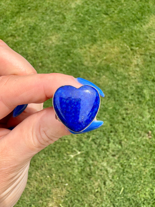 Vintage Sterling Silver Blue Lapis Heart Ring