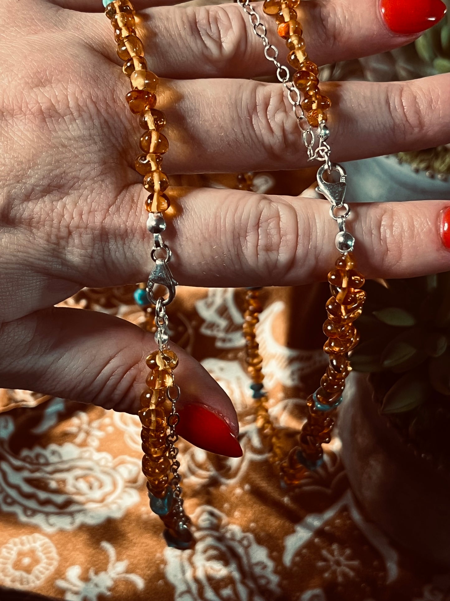 Amber + Turquoise Necklaces (set of 2)
