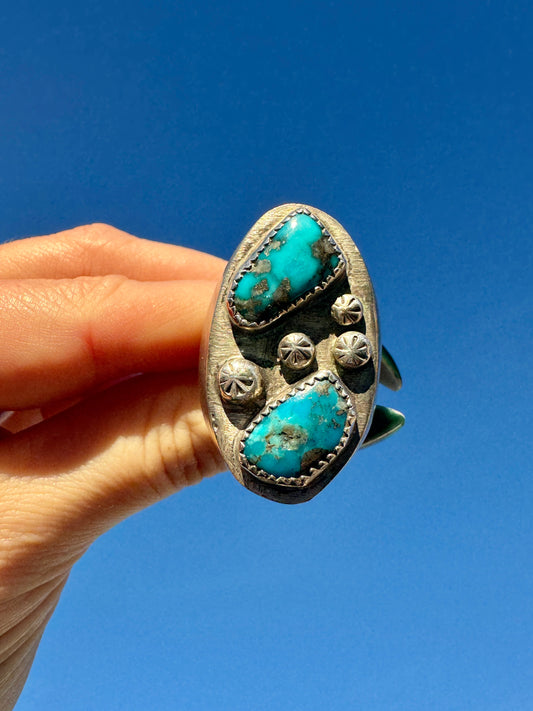 Vintage Large Sterling Silver Turquoise Ring