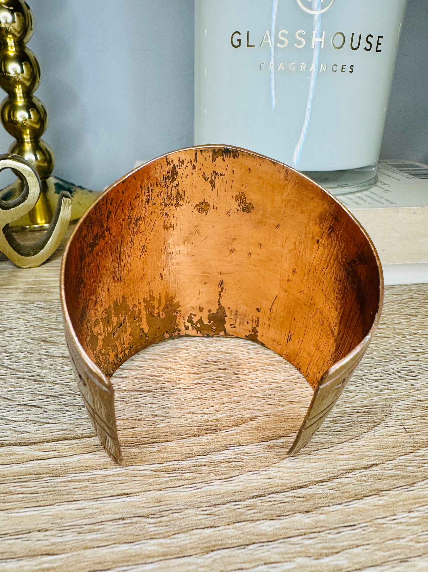 Copper and Sterling Dragonfly and Butterfly Turquoise Cuff Bracelet