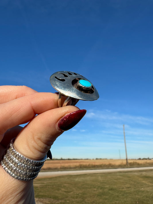 Sterling Silver Bear Claw Turquoise Ring