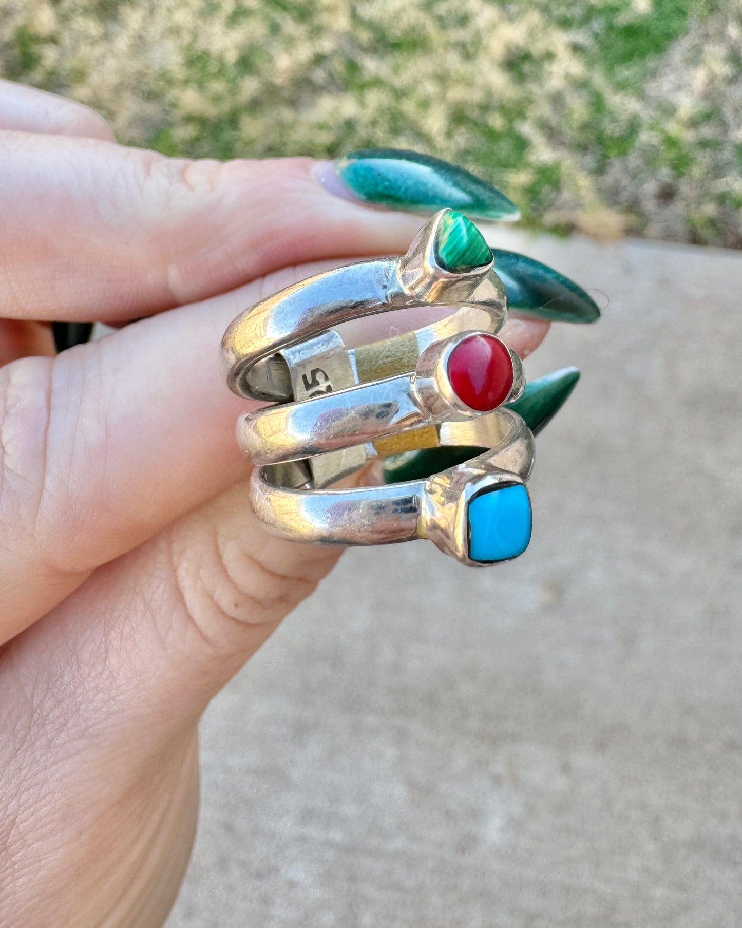Triple Sterling Silver Multi-Stone Ring