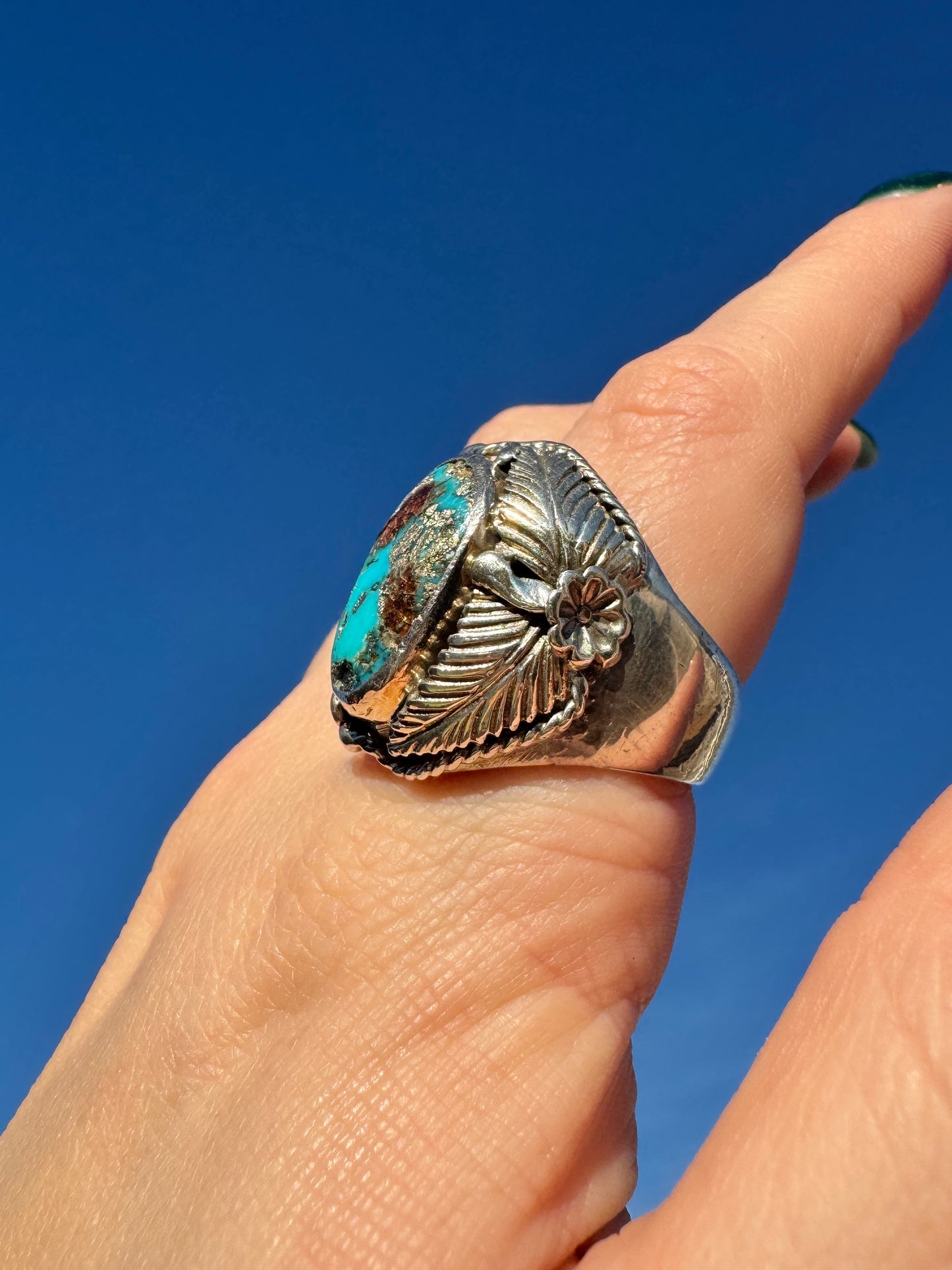 Vintage Sterling Silver Sonoran Gold Turquoise Ring