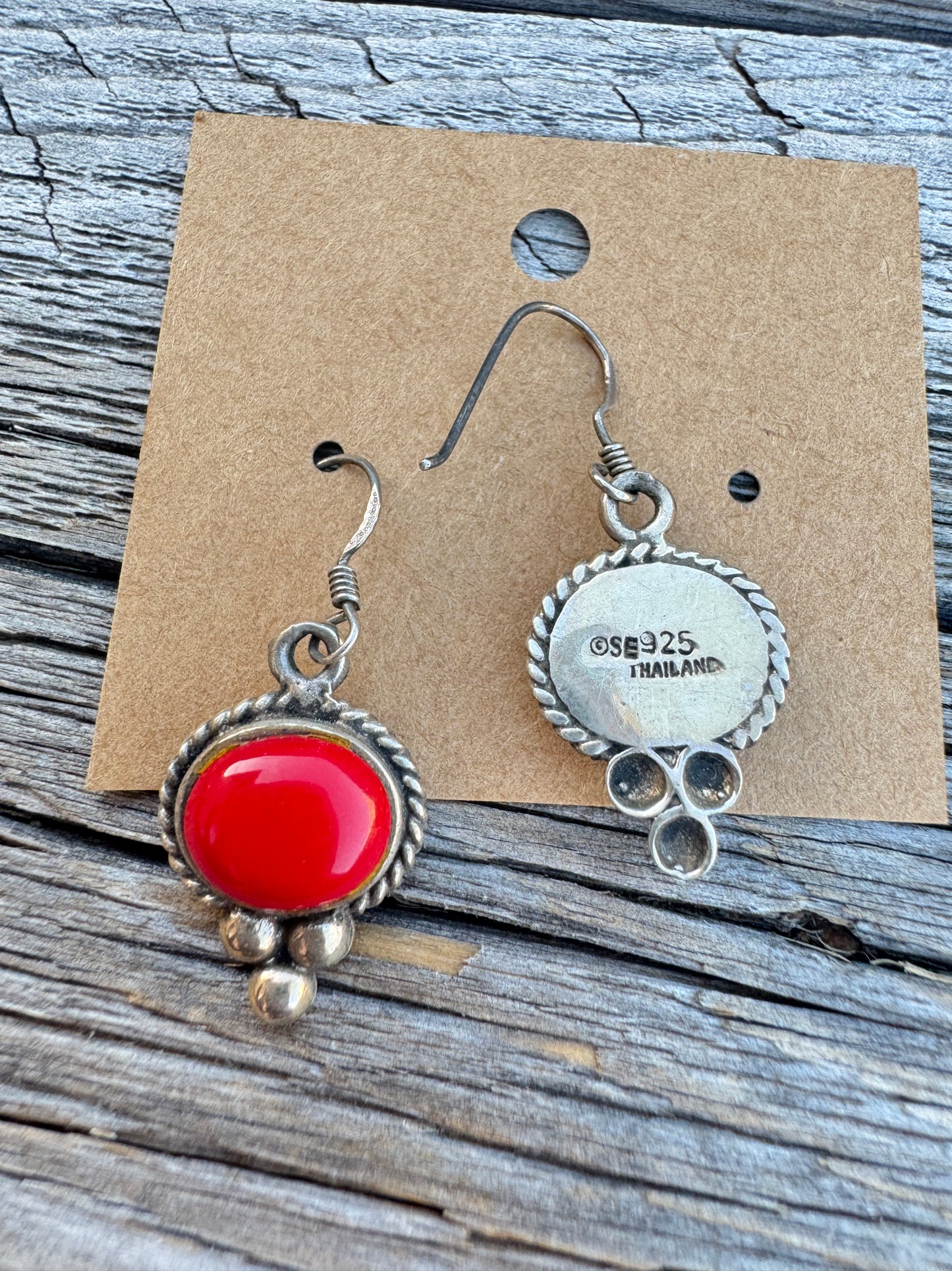 Sterling Silver Red Coral Earrings