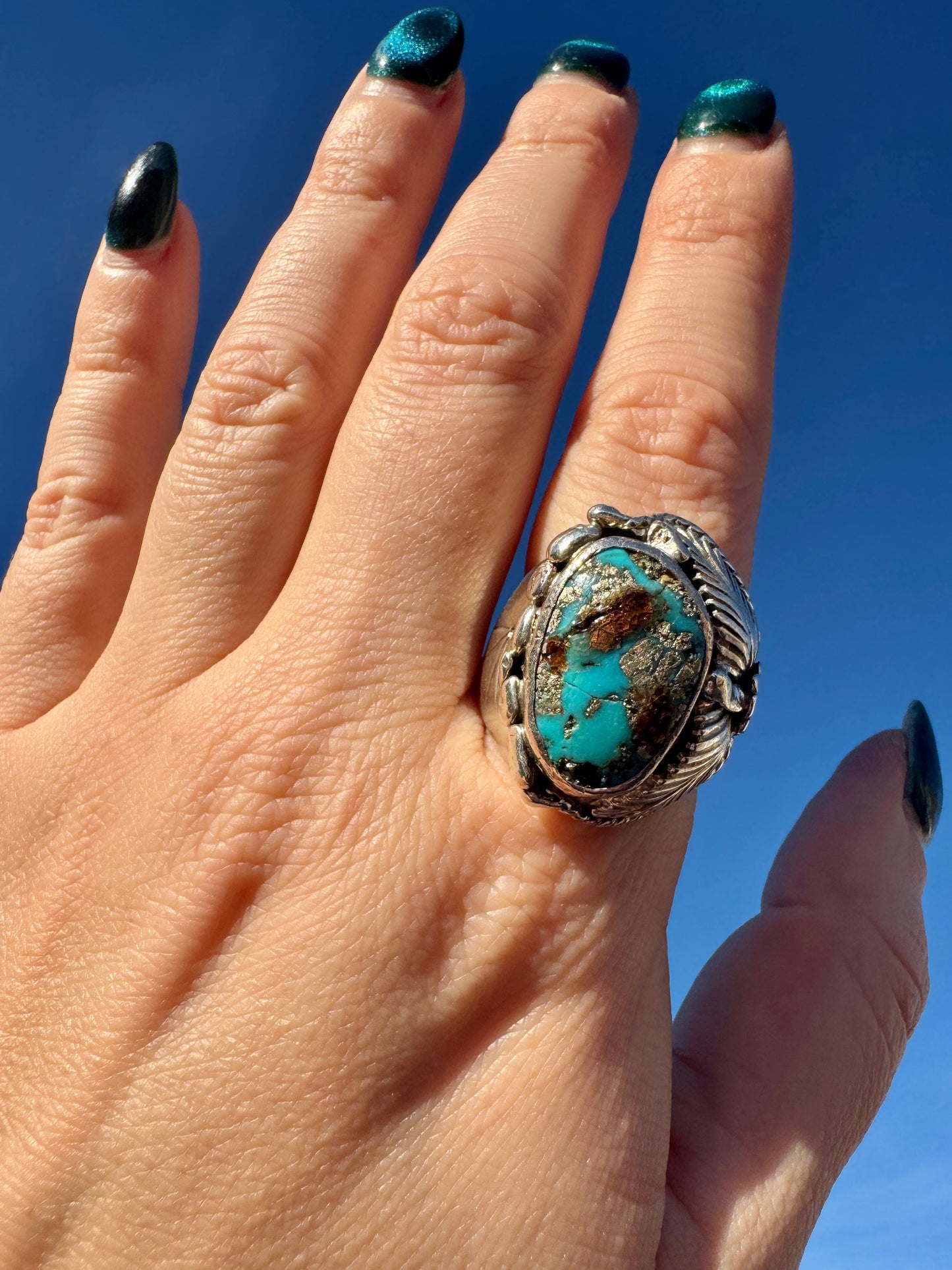 Vintage Sterling Silver Sonoran Gold Turquoise Ring