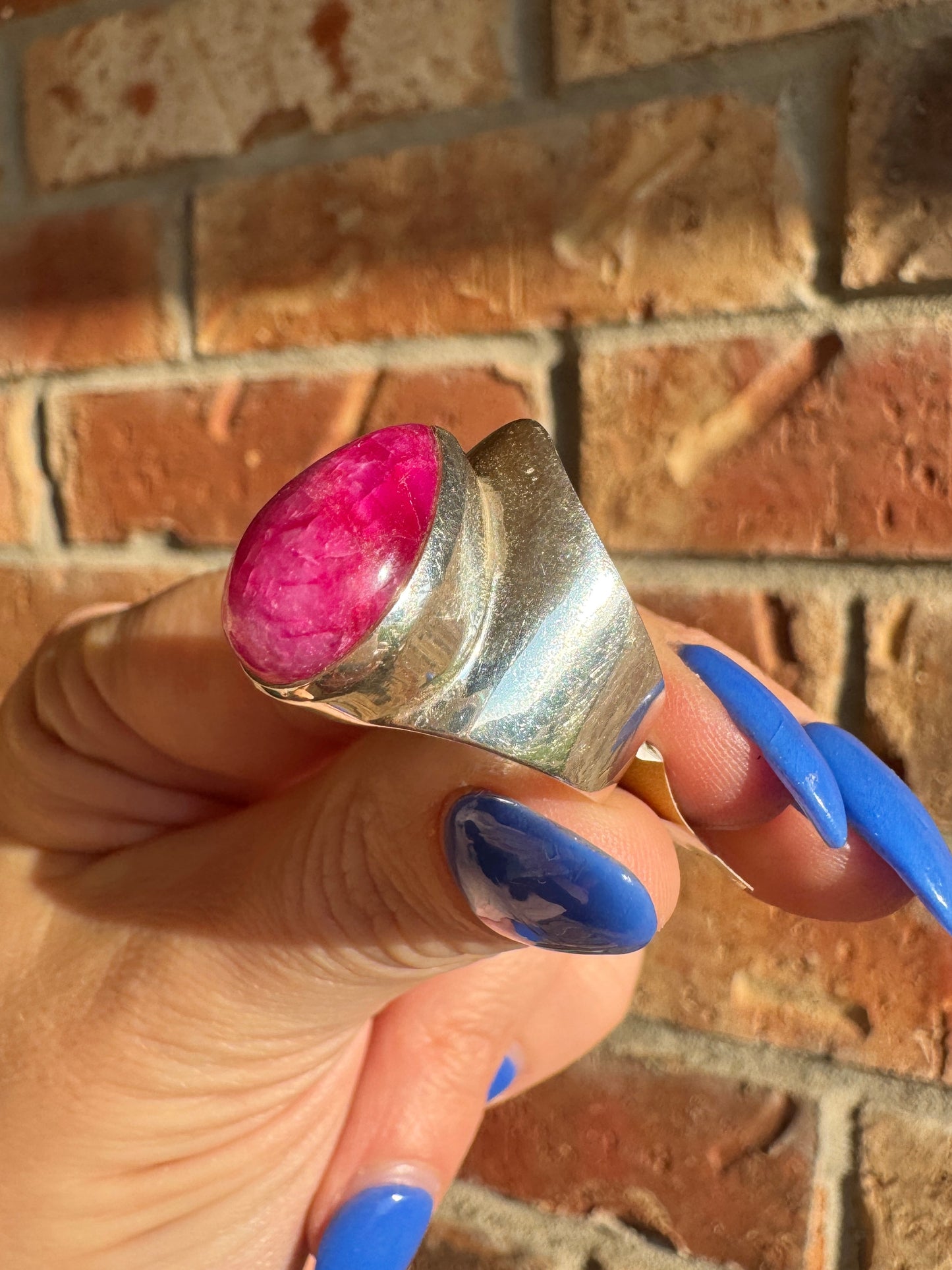 Sterling Silver Pink Agate Ring