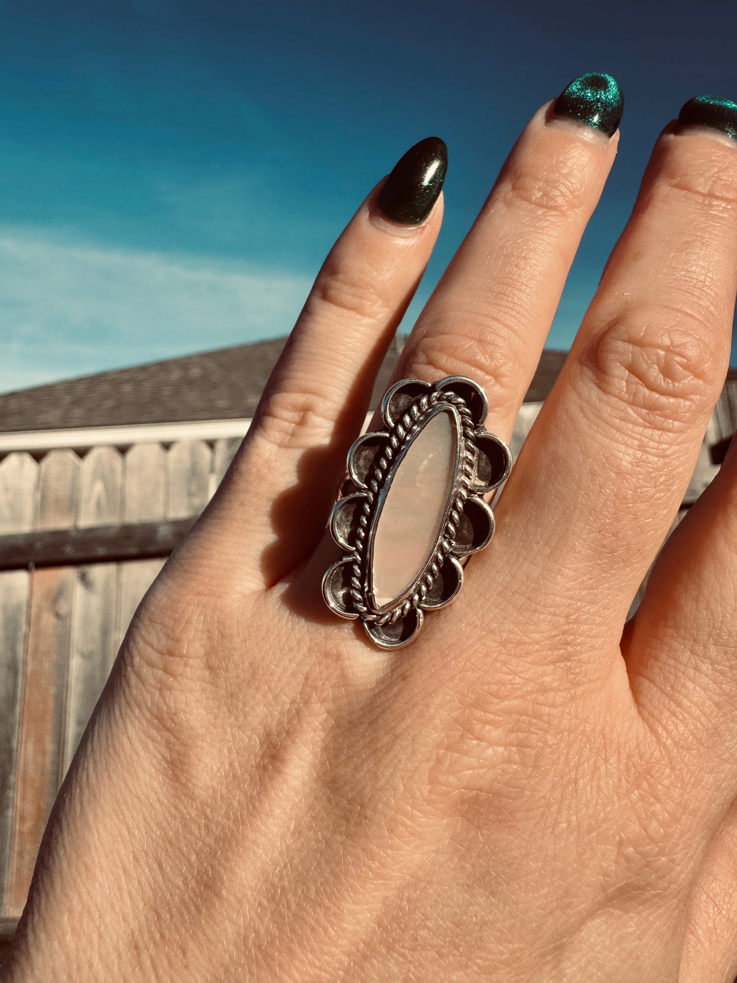 Sterling Silver Pink Mother of Pearl Ring