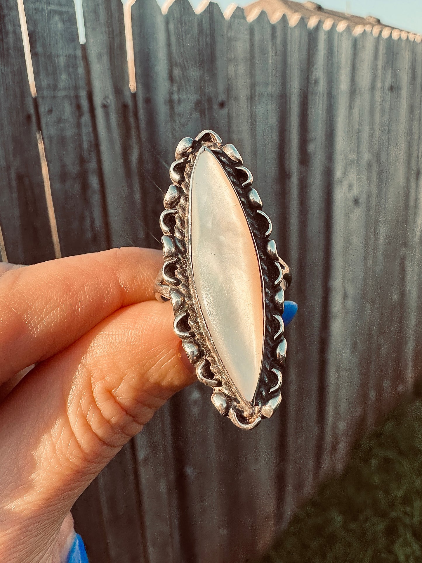 Vintage Sterling Silver Mother of Pearl Ring