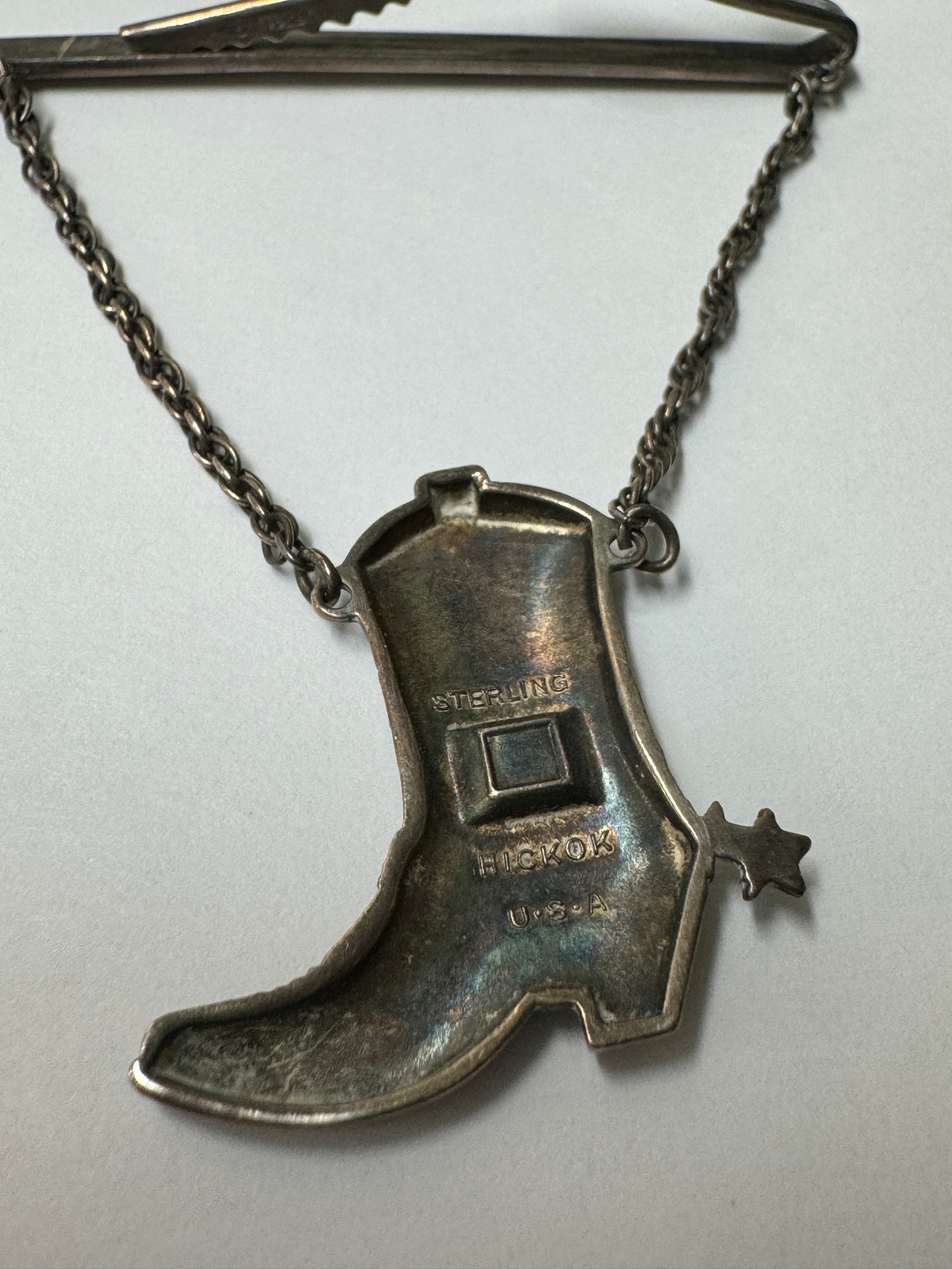 Vintage Sterling Cowboy Boot Tie Bar Clip