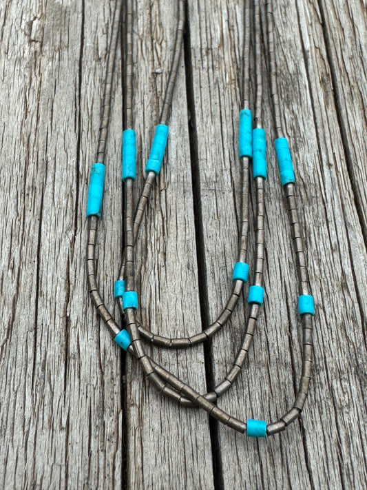 Vintage Sterling Silver Turquoise Layer Necklace