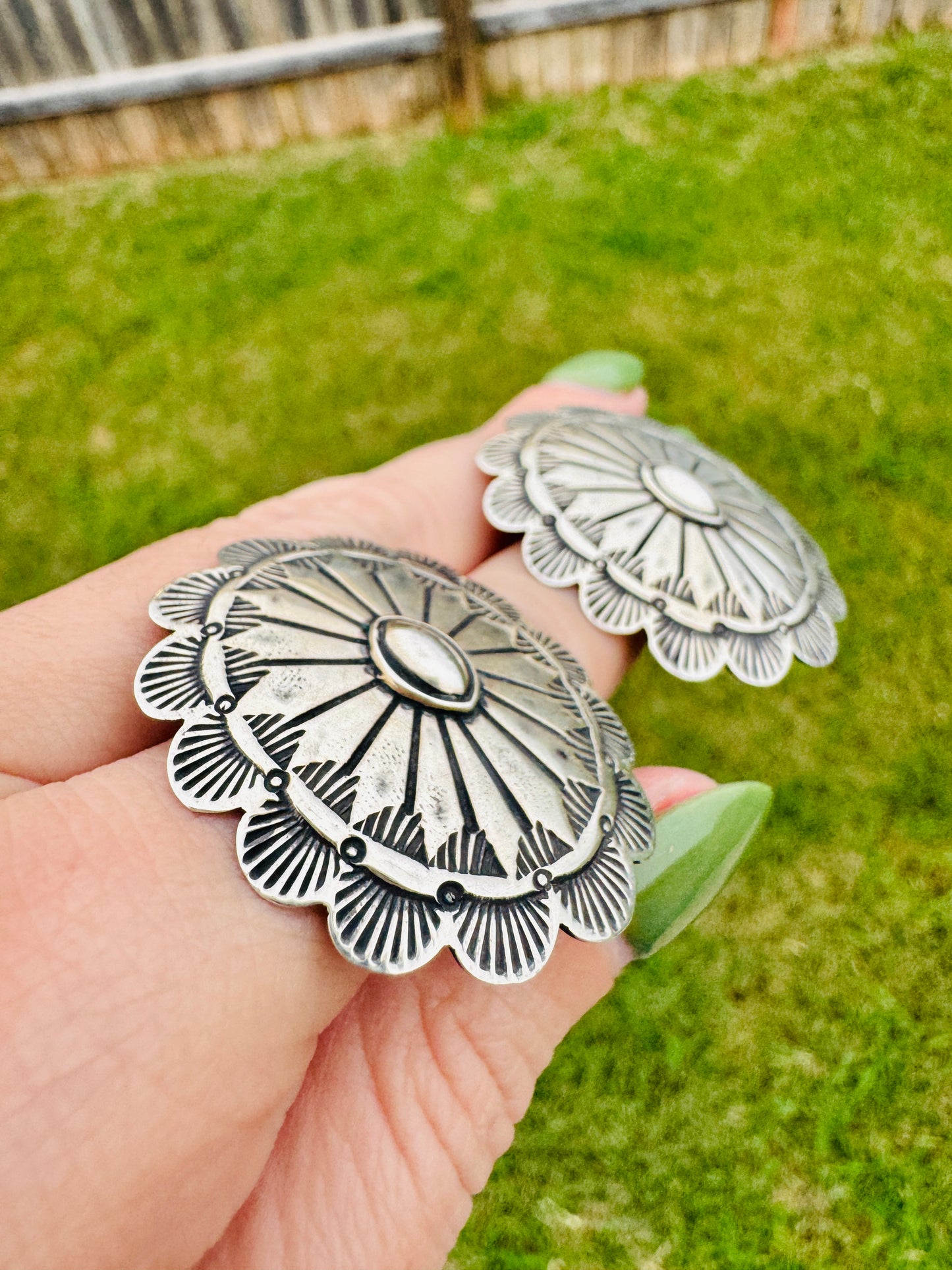 Vintage Sterling Silver Conch Earrings