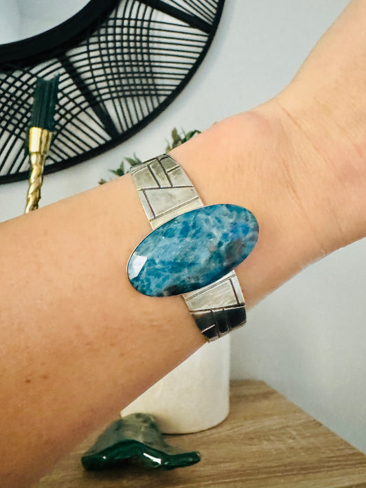 Sterling Silver Blue Agate Cuff Bracelet