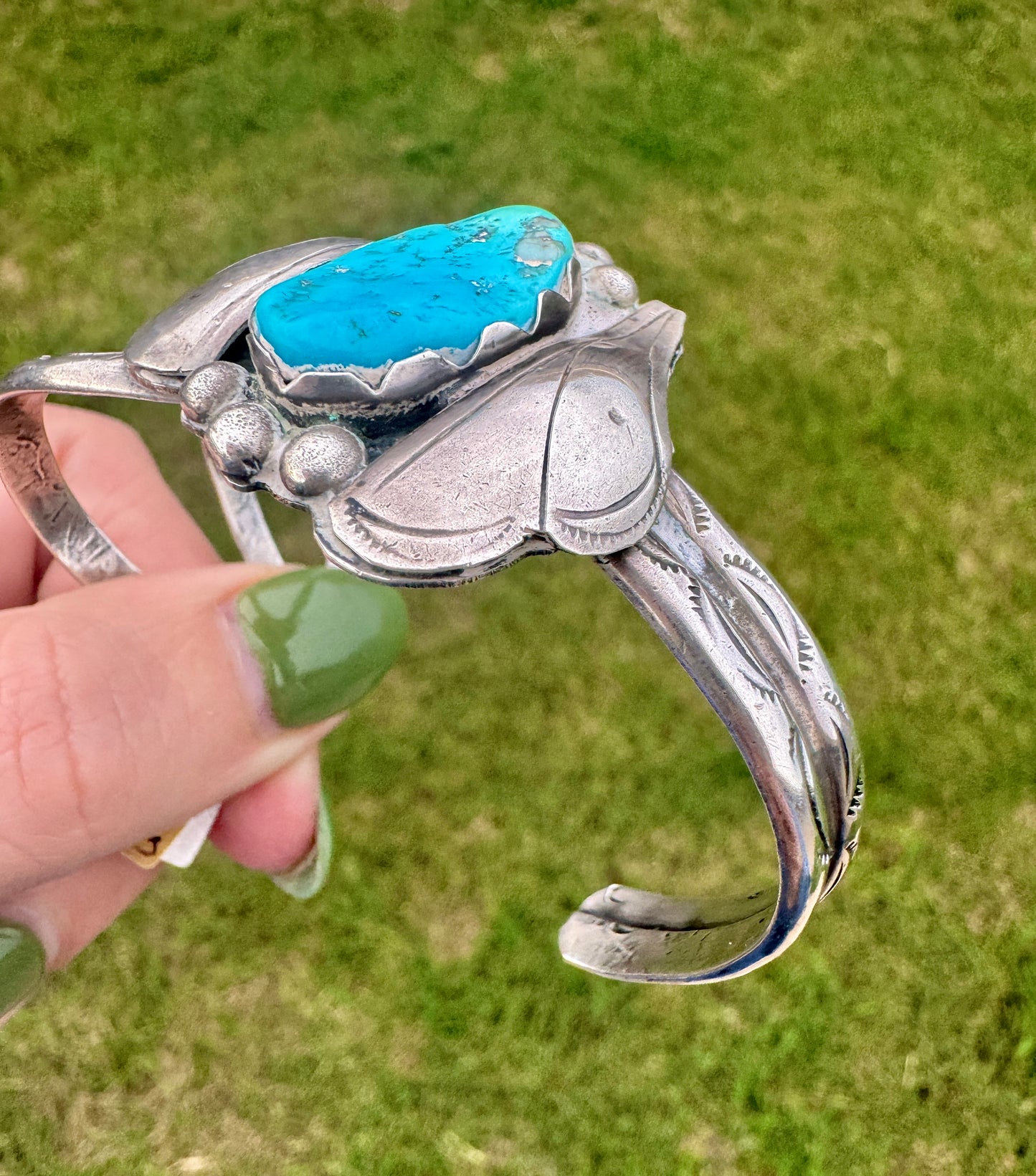 Vintage Sterling Silver Turquoise Cuff