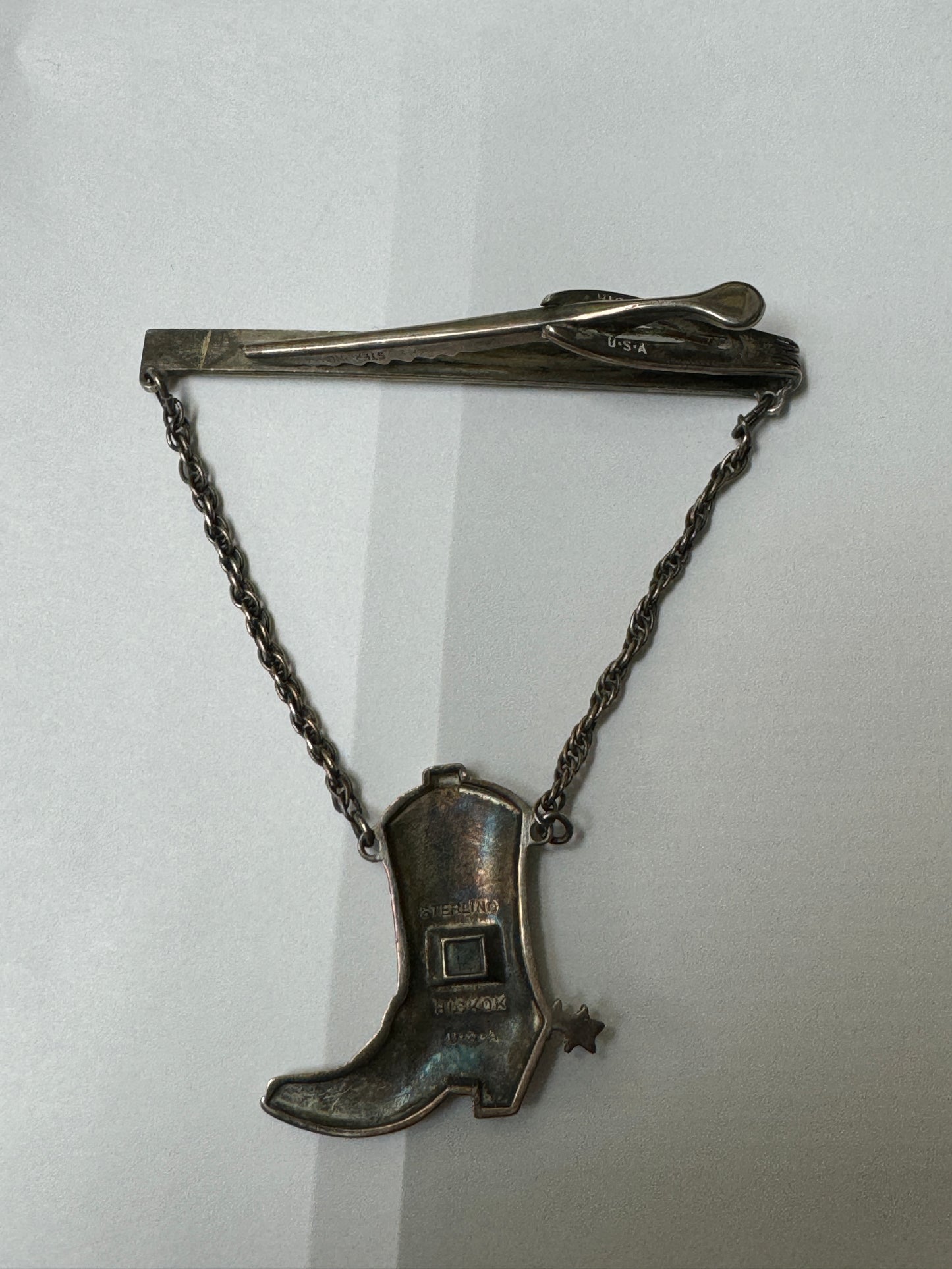 Vintage Sterling Cowboy Boot Tie Bar Clip