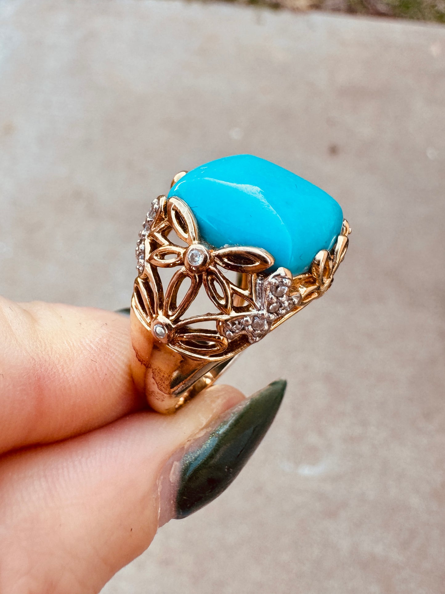 Sterling Silver Gold Plated Turquoise Ring