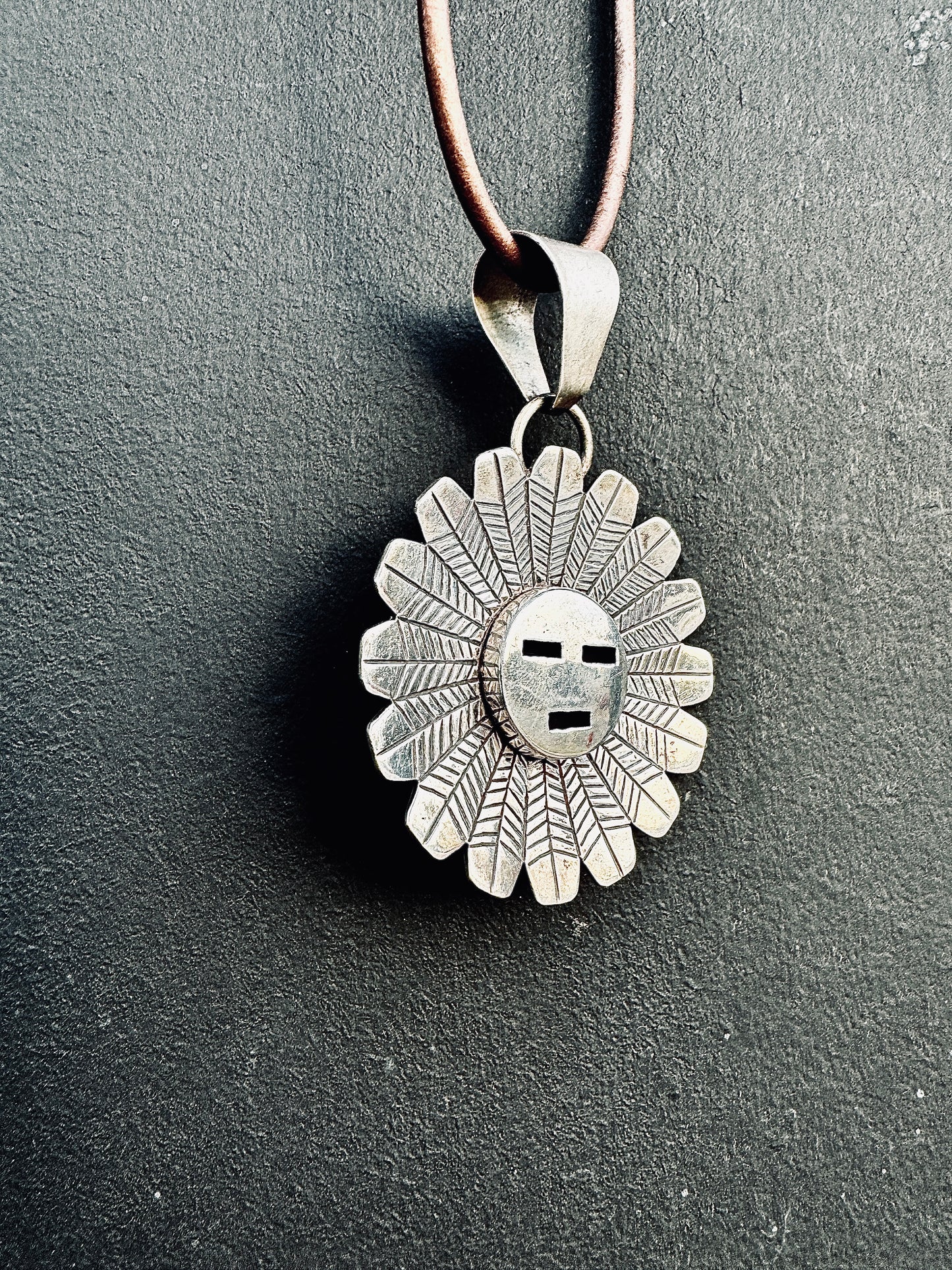 Hopi Native signed Jeff James Jr Flower Face Necklace
