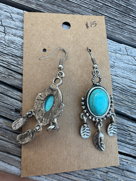 Base Metal Turquoise Earrings