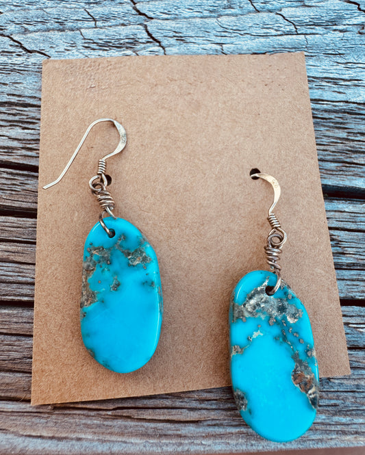Sterling Turquoise Slab Earrings