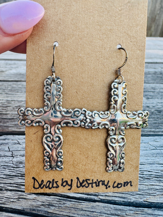 Sterling Cross Earrings