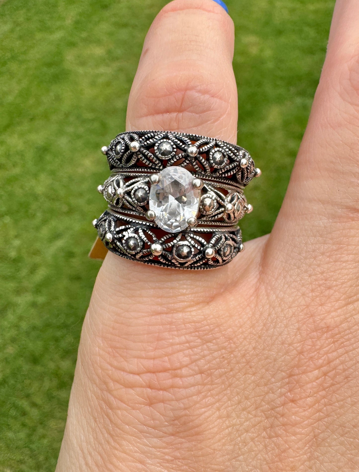 Southwestern Sterling and CZ Matching Ring Set