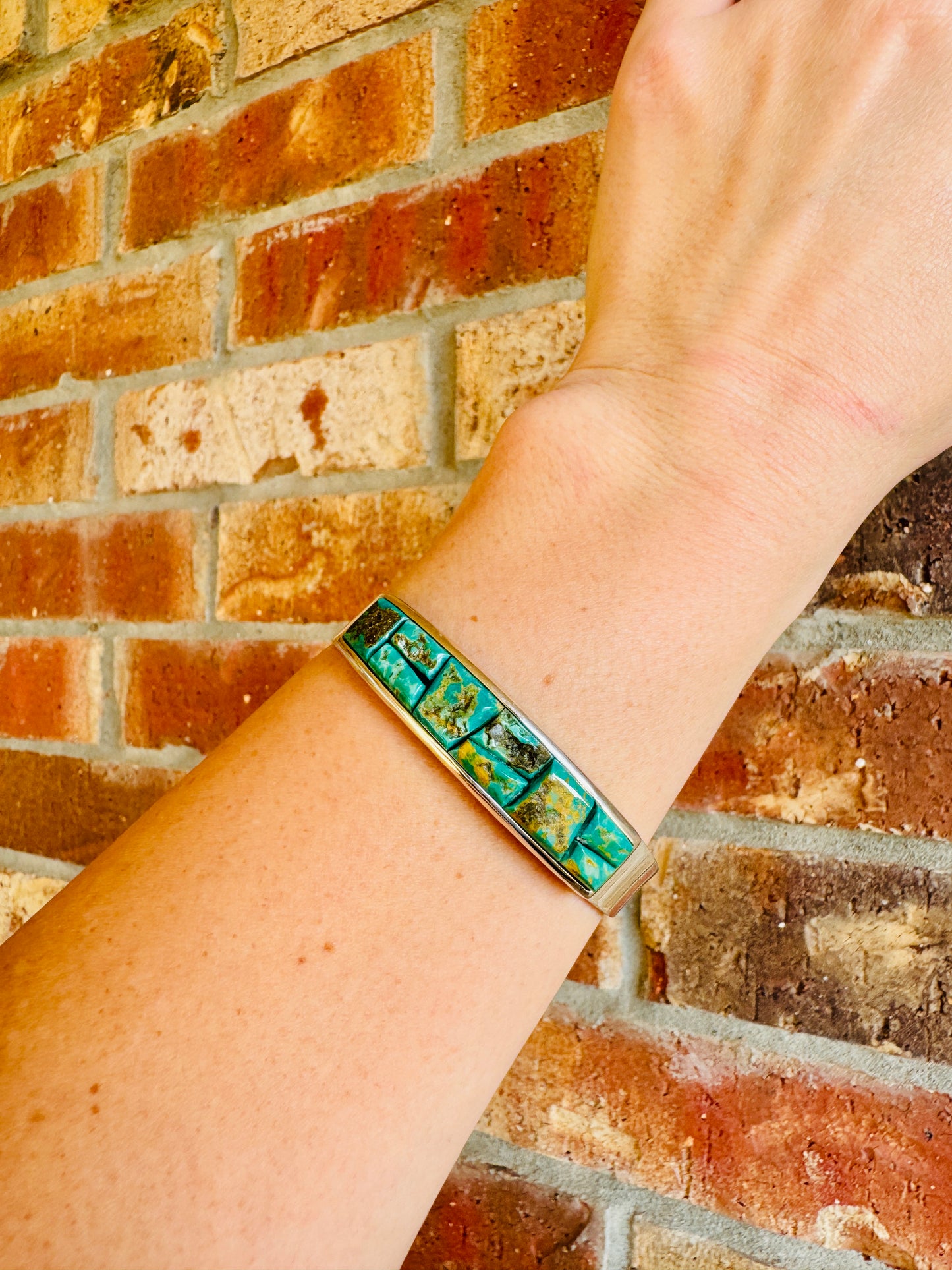 Sterling Silver Raw Green Turquoise Cuff Bracelet