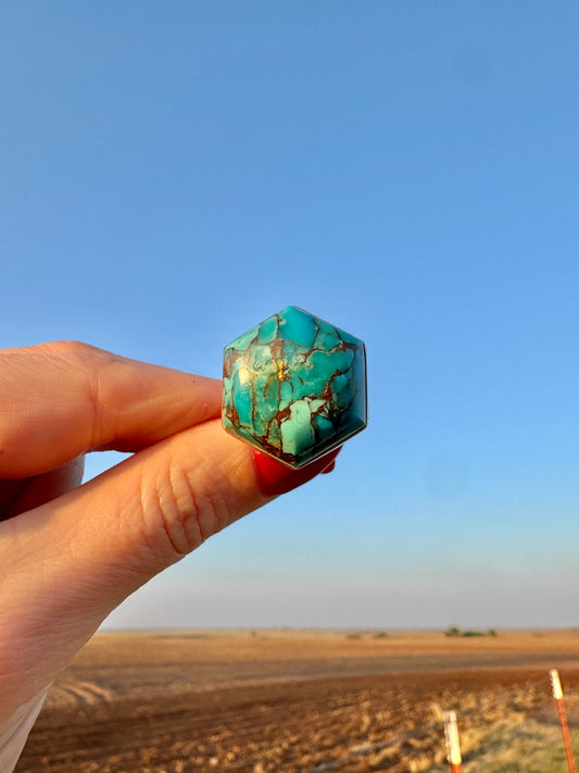 Sterling Hexagon Turquoise Ring