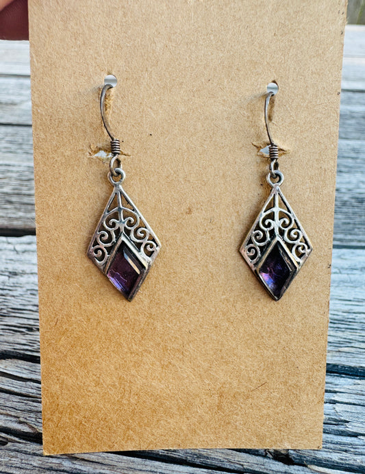 Vintage Sterling Amethyst Earrings