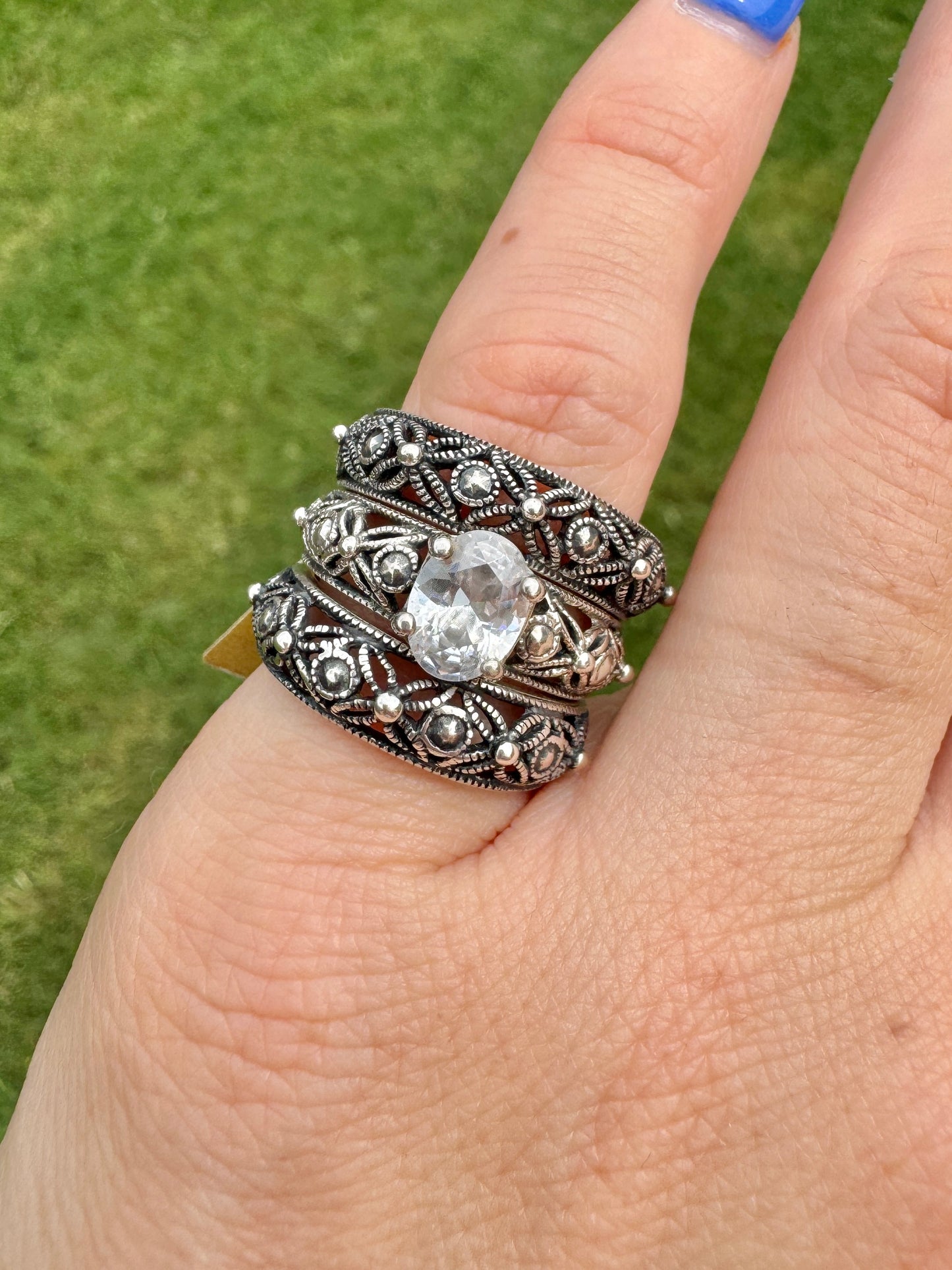 Southwestern Sterling and CZ Matching Ring Set