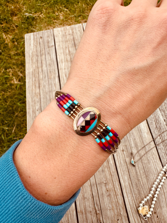 Native American Sterling Silver Multi-Stone Bracelet