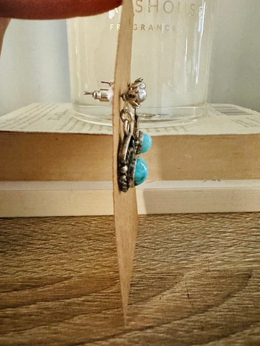 Sterling Turquoise Signed Earrings