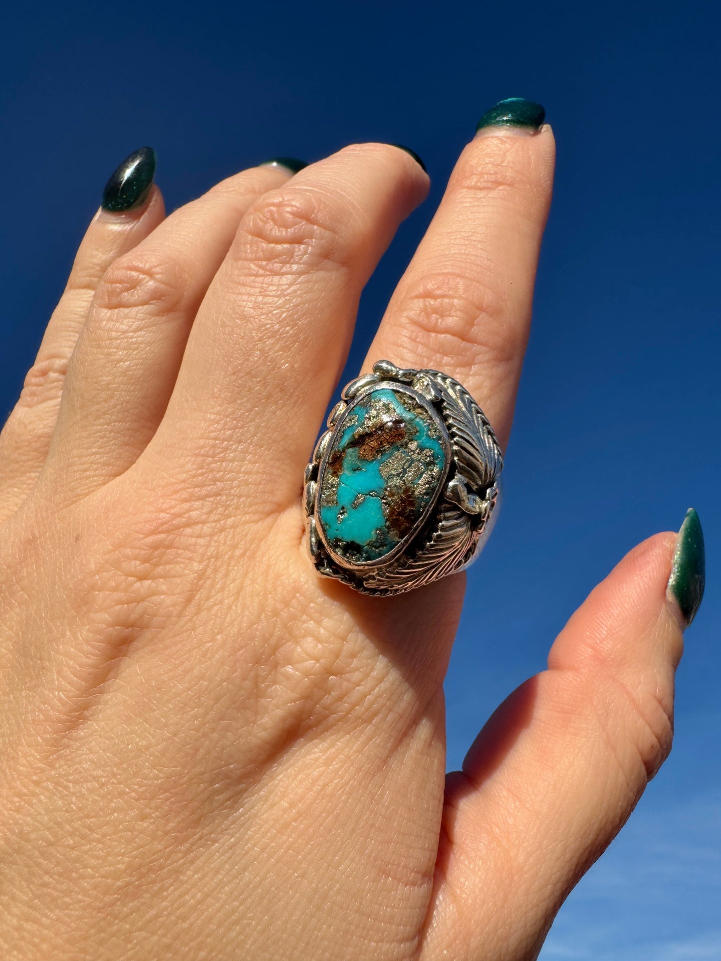 Vintage Sterling Silver Sonoran Gold Turquoise Ring