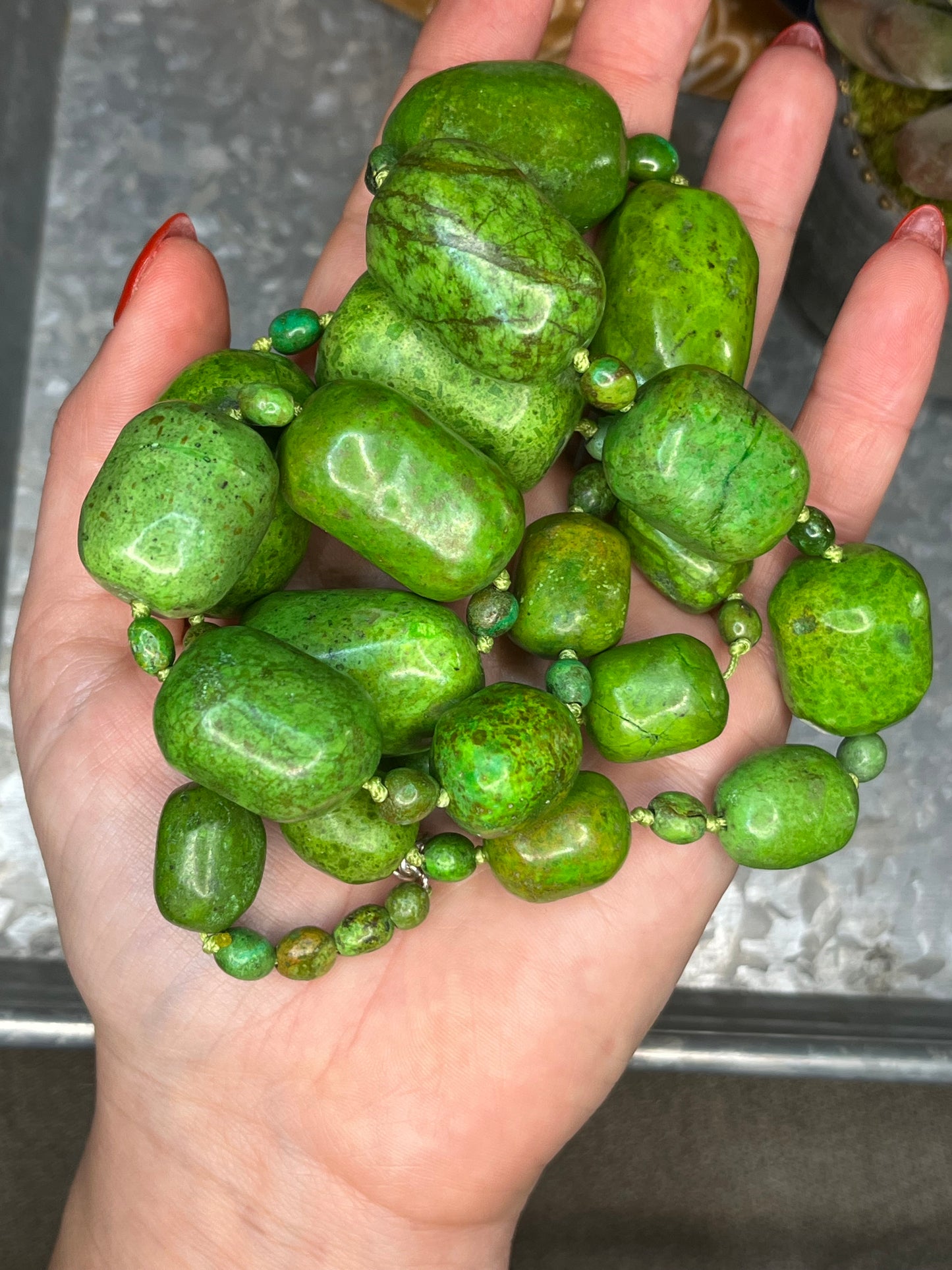 Chunky Green Bead Statement Necklace