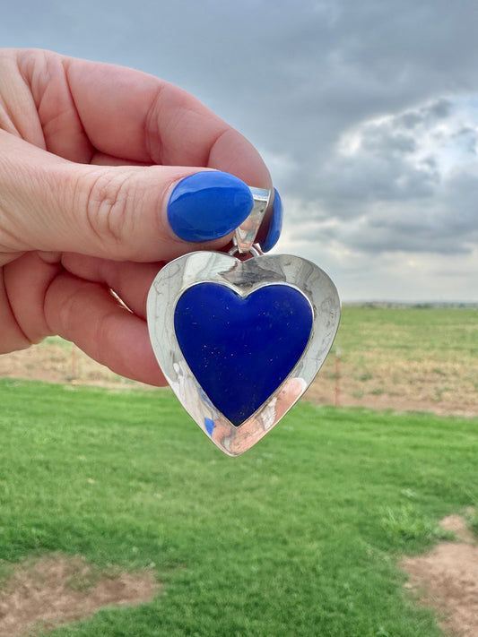 Sterling Silver Blue Lapis Heart Pendant