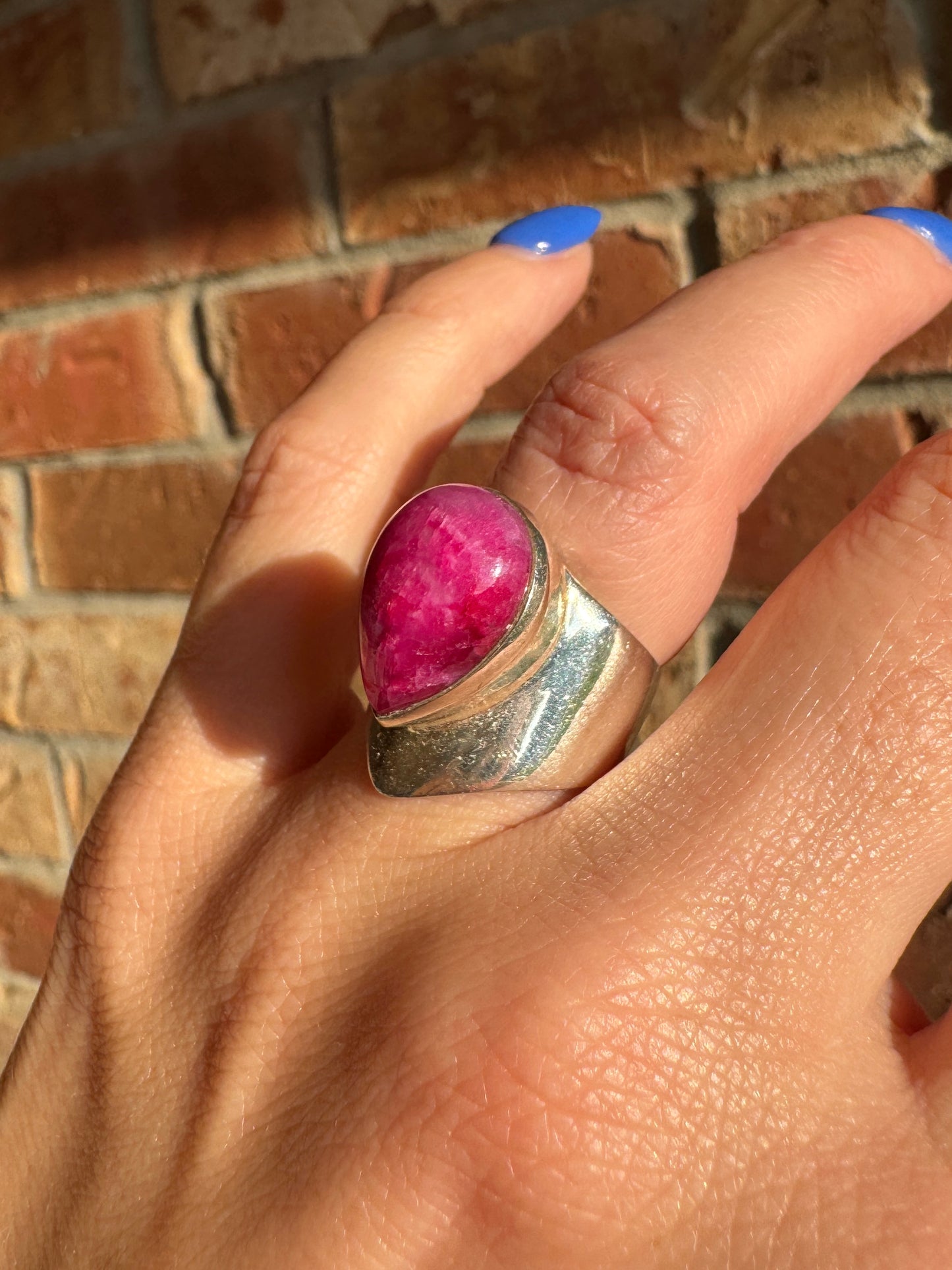 Sterling Silver Pink Agate Ring