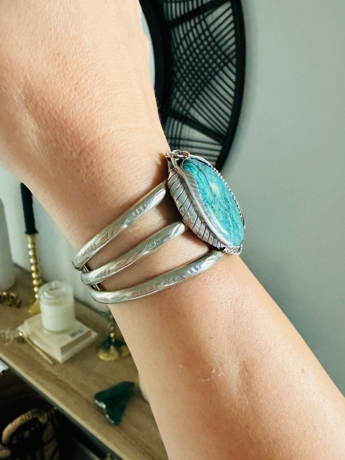 Vintage Sterling Silver Turquoise Cuff Bracelet