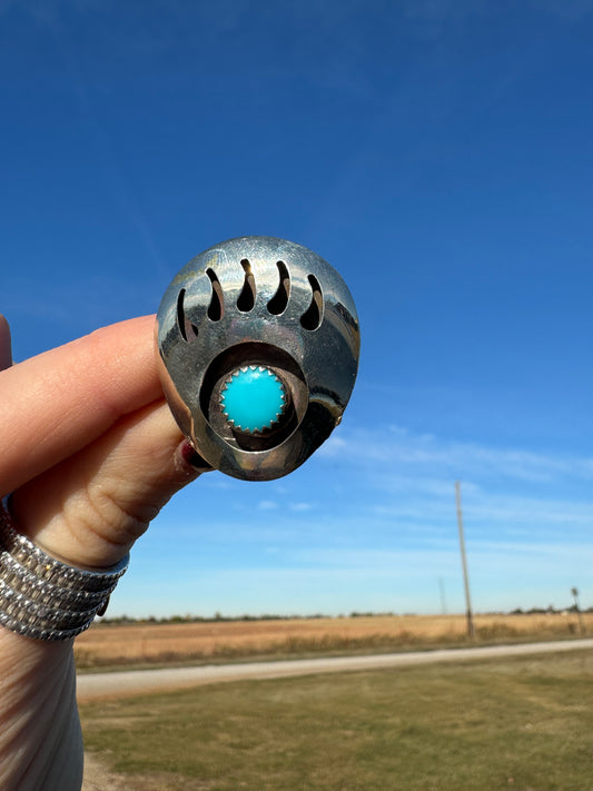 Sterling Silver Bear Claw Turquoise Ring