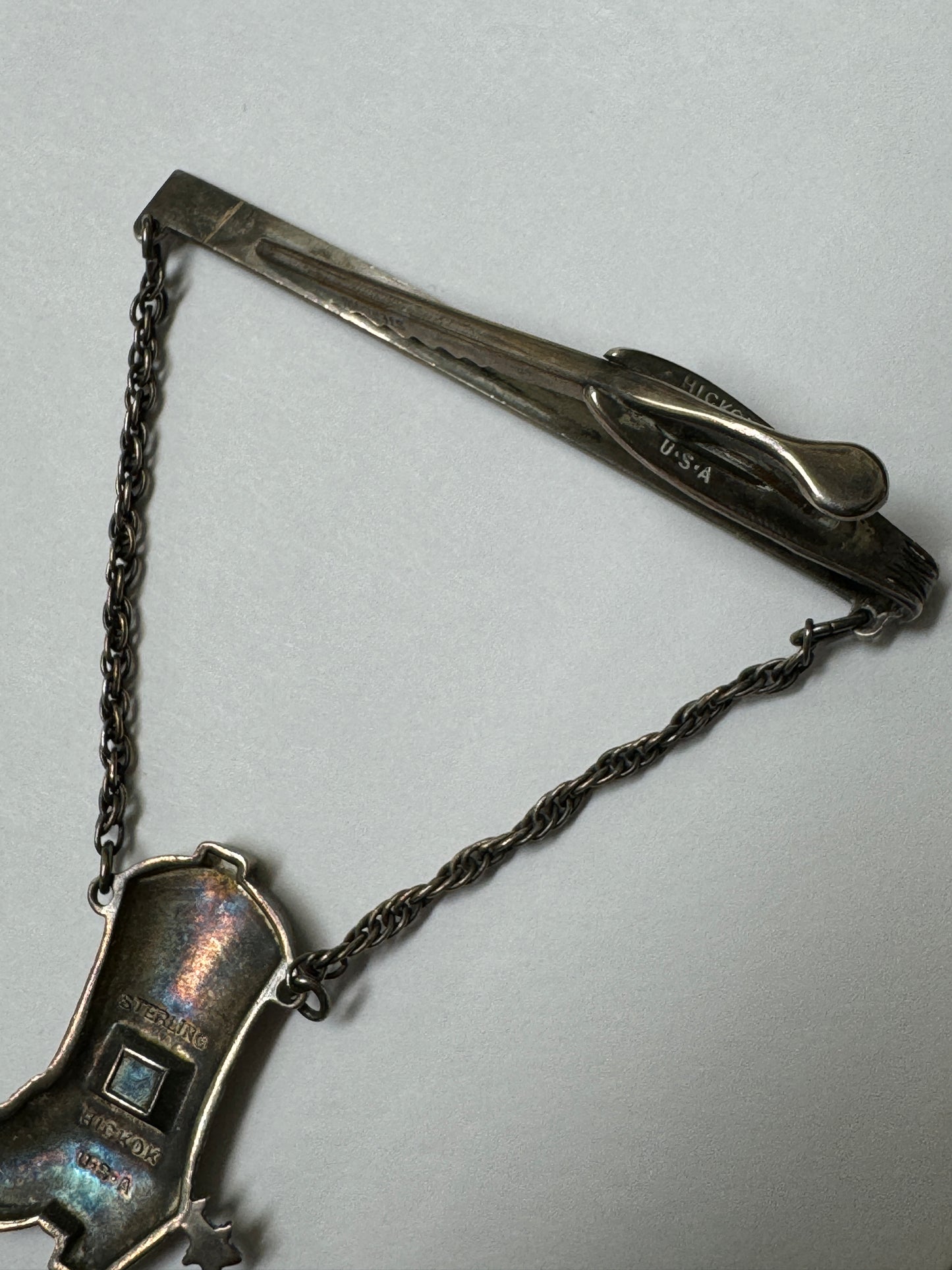 Vintage Sterling Cowboy Boot Tie Bar Clip