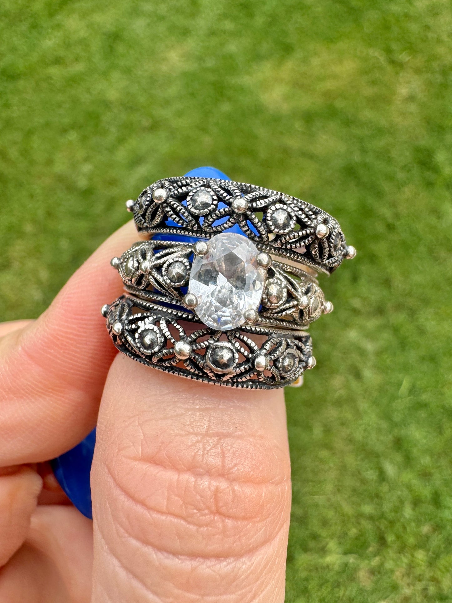 Southwestern Sterling and CZ Matching Ring Set