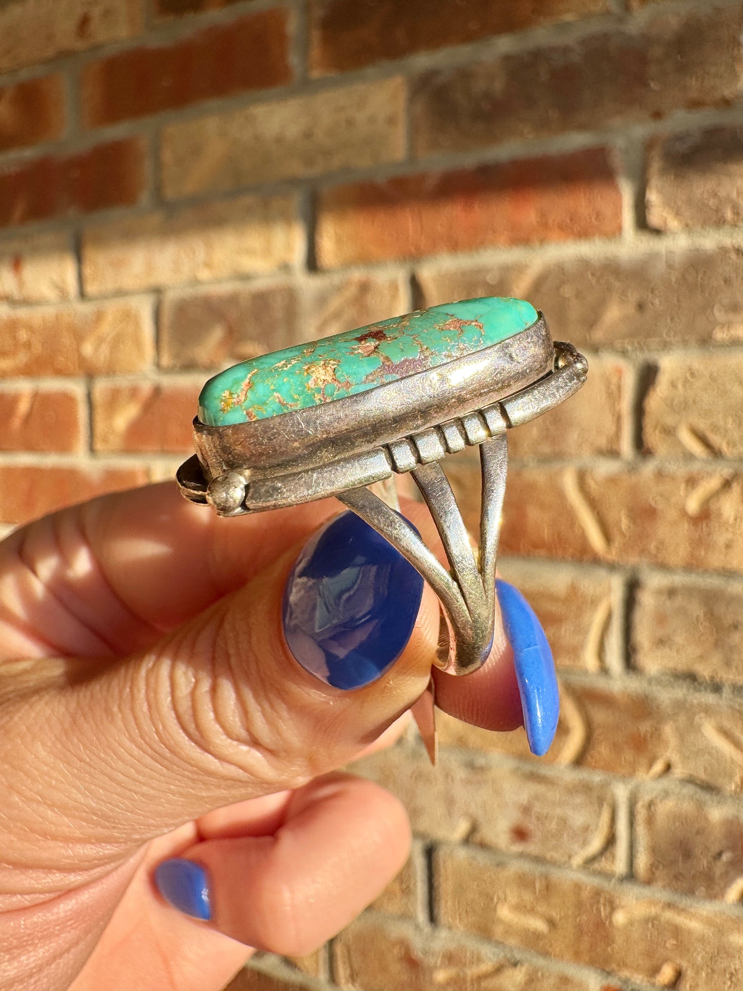 Vintage Sterling Silver Kingmans Turquoise Ring