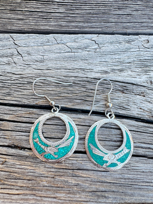 Sterling Silver Roadrunner Hoop Earrings