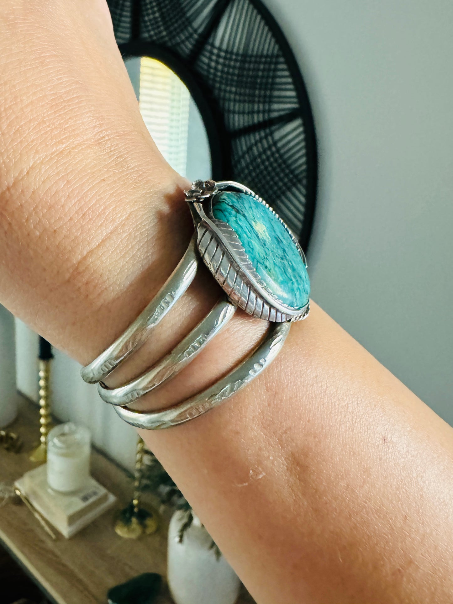 Vintage Sterling Silver Turquoise Cuff Bracelet