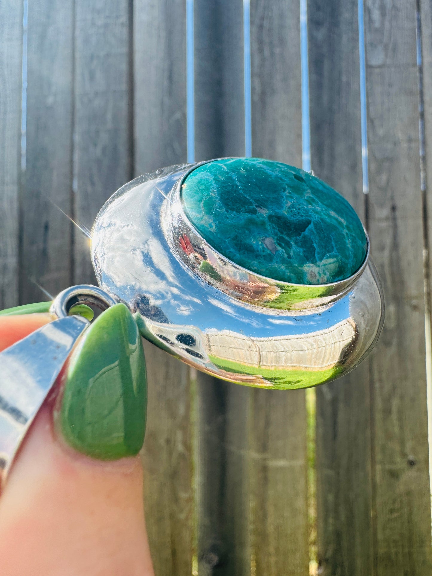 Large Sterling Silver Turquoise Pendant