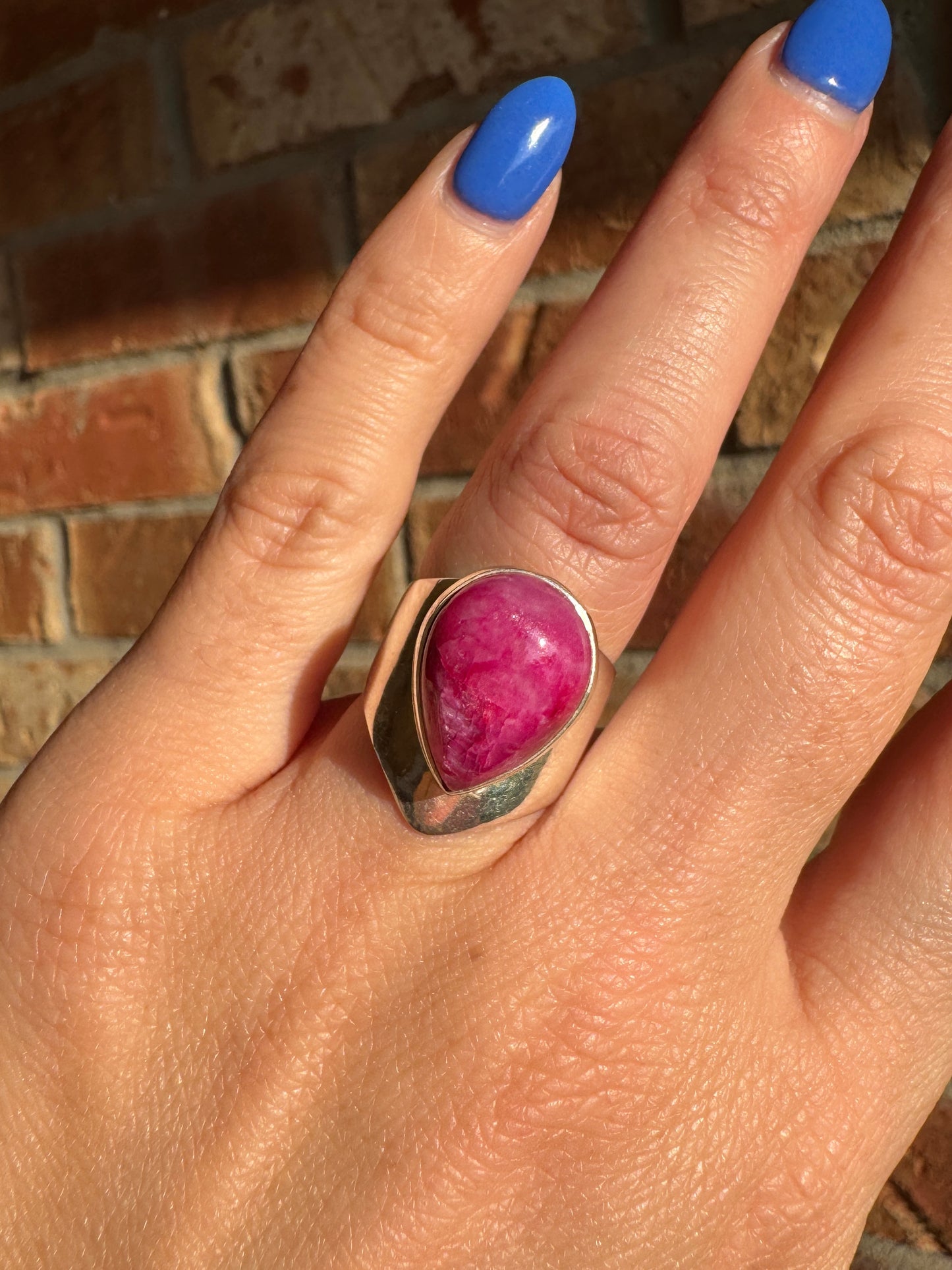 Sterling Silver Pink Agate Ring