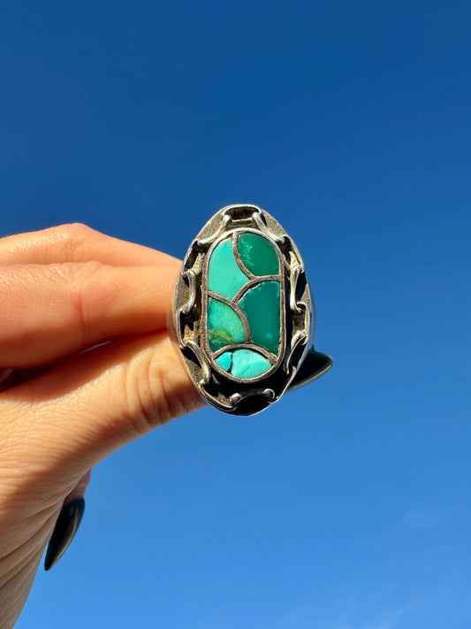Vintage Native American Sterling Silver Turquoise Ring
